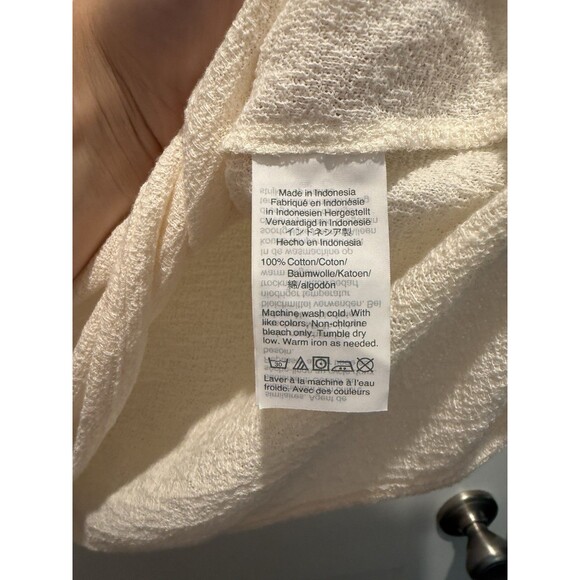 Madewell Women’s Ivory Short Sleeve Textured & Thread Modern Side-Tie Top Sz L - Picture 5 of 7